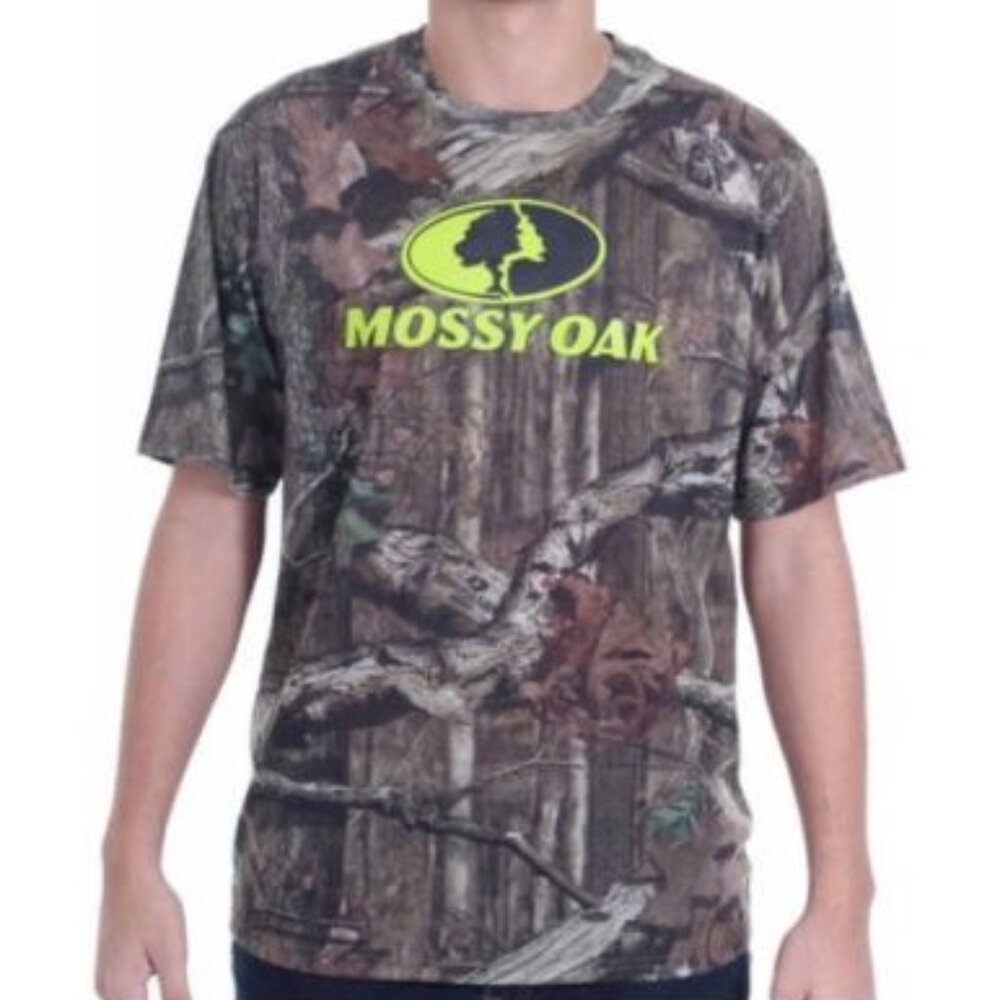 MOSSY OAK MEN'S SIZE S (34/36) T-SHIRT BROWN LEAF CAMOUFLAGE W/ TREE HUNTING NWT
